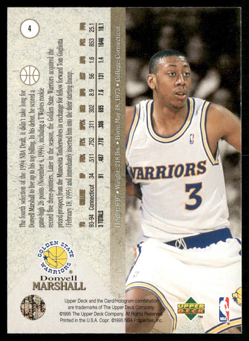 Donyell Marshall 1994-95 SP #4 RC Golden State Warriors