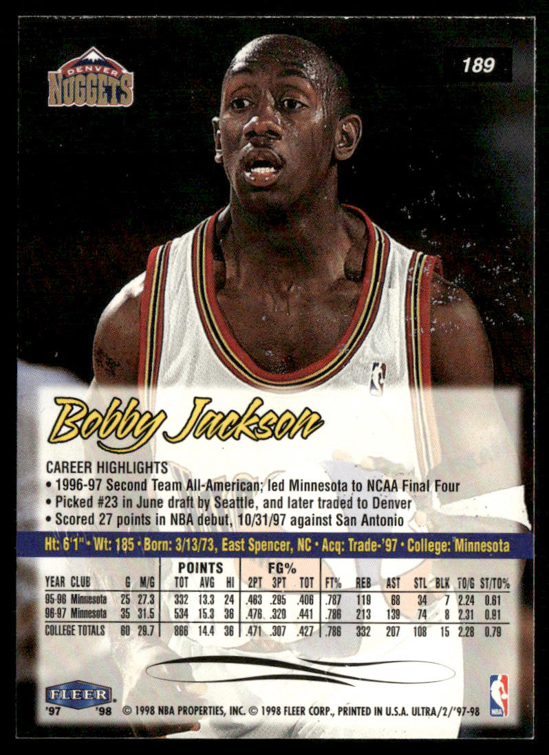 Bobby Jackson 1997-98 Ultra #189 Denver Nuggets