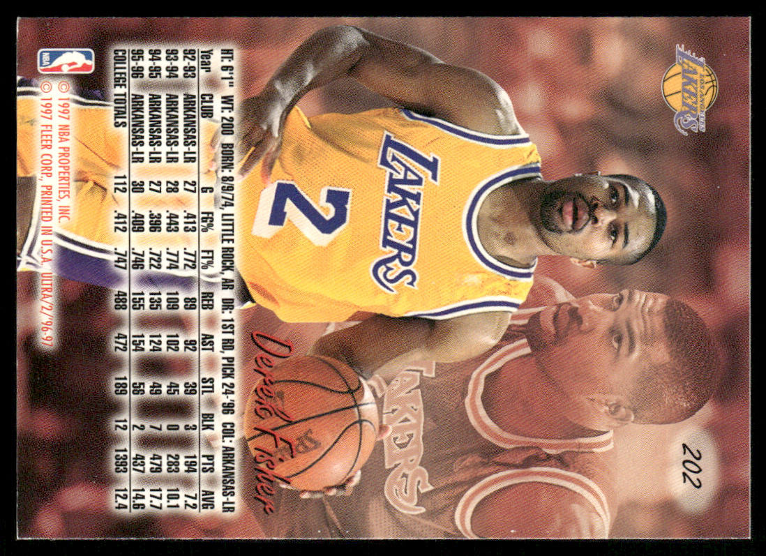 Derek Fisher 1996-97 Ultra #202 RC Los Angeles Lakers