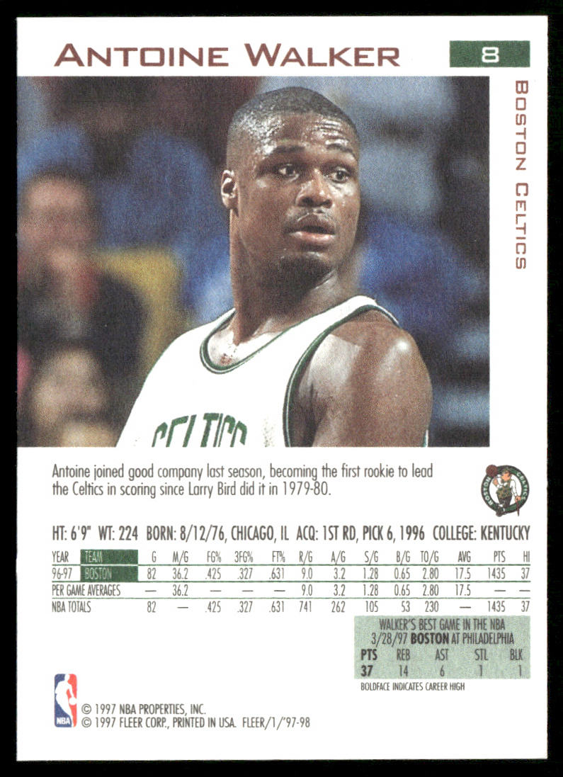 Antoine Walker 1997-98 Fleer #8 Boston Celtics