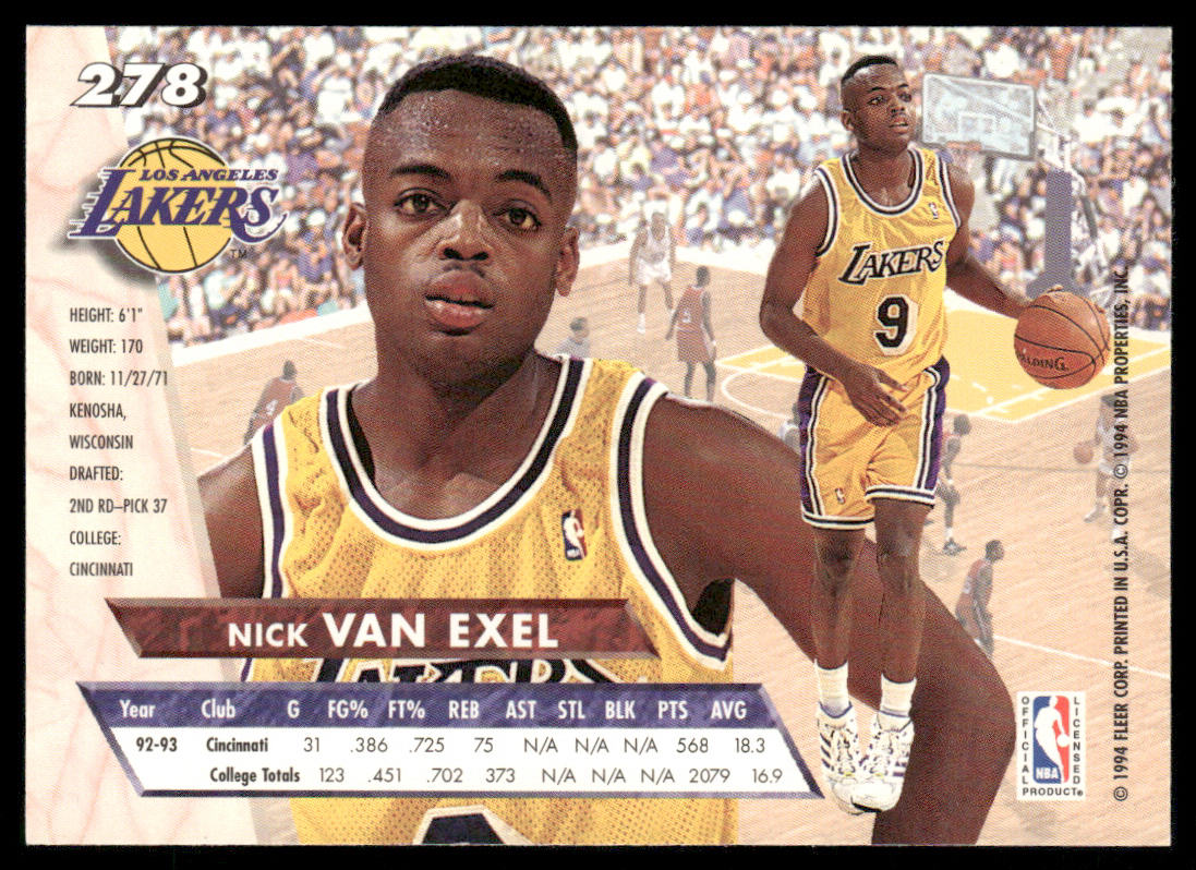 Nick Van Exel 1993-94 Ultra #278 RC Los Angeles Lakers
