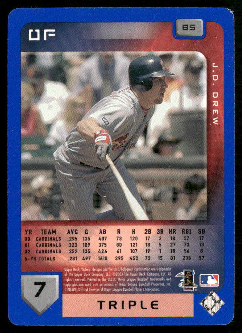 J.D. Drew 2003 Upper Deck Victory Tier 3 Blue #85 SN St. Louis Cardinals