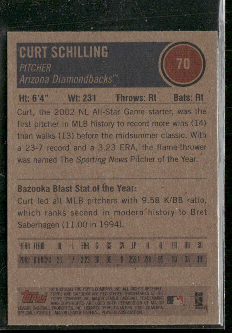Curt Schilling 2003 Bazooka #70b Arizona Diamondbacks
