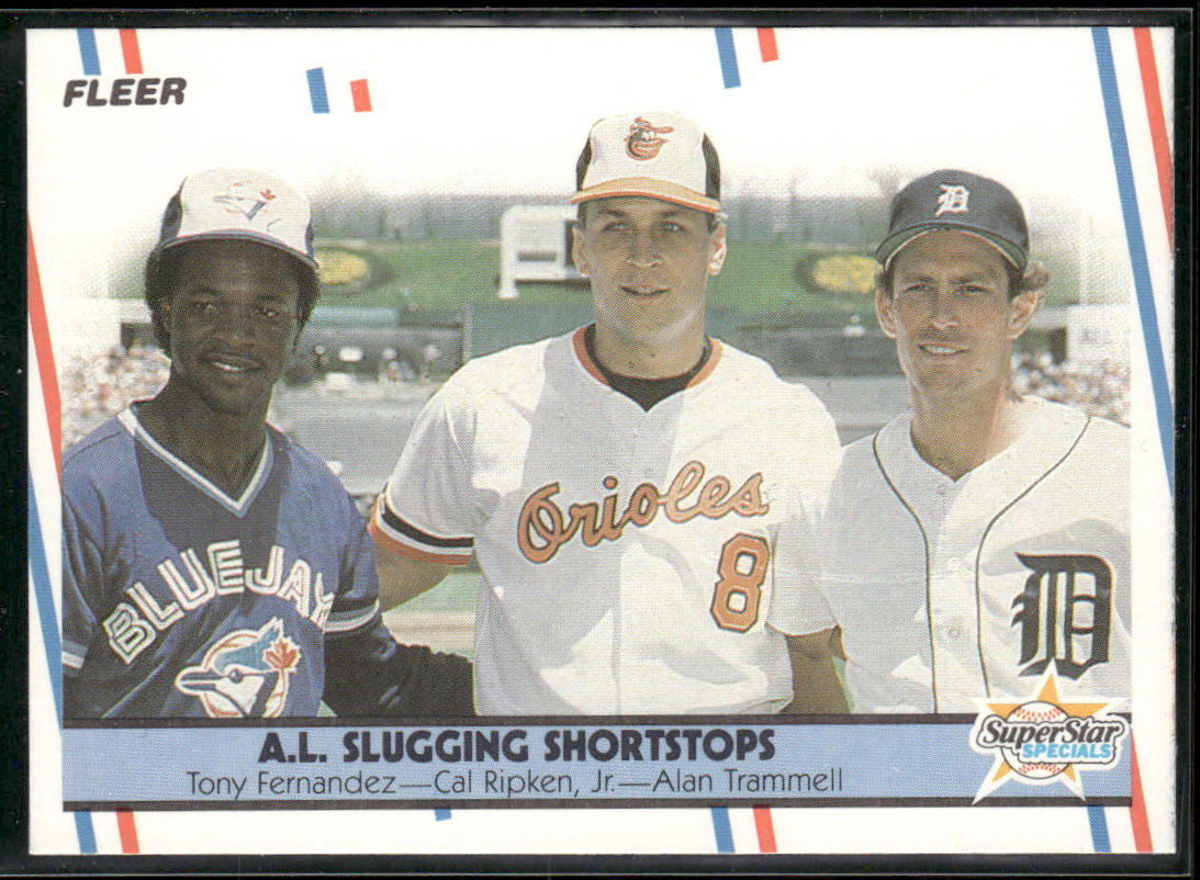 A.L. Slugging Shortstops (Fernandez / Ripken, Jr. / Trammell) 1988 Fleer #635