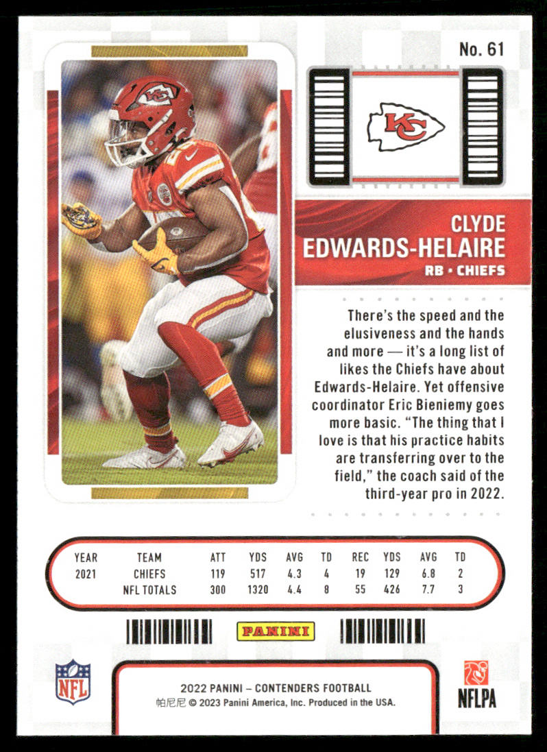 Clyde Edwards-Helaire 2022 Panini Contenders #61 Kansas City Chiefs