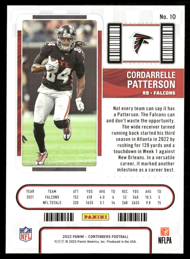 Cordarrelle Patterson 2022 Panini Contenders #10 Atlanta Falcons