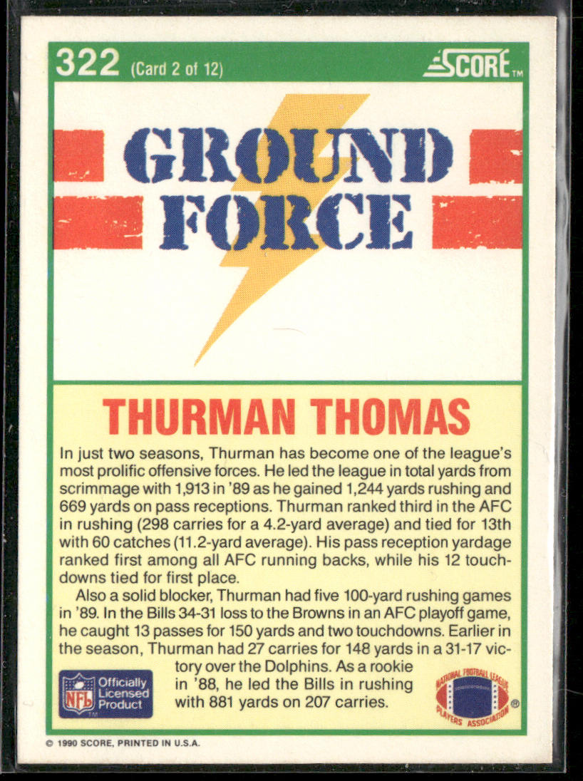 Thurman Thomas 1990 Score #322 Buffalo Bills