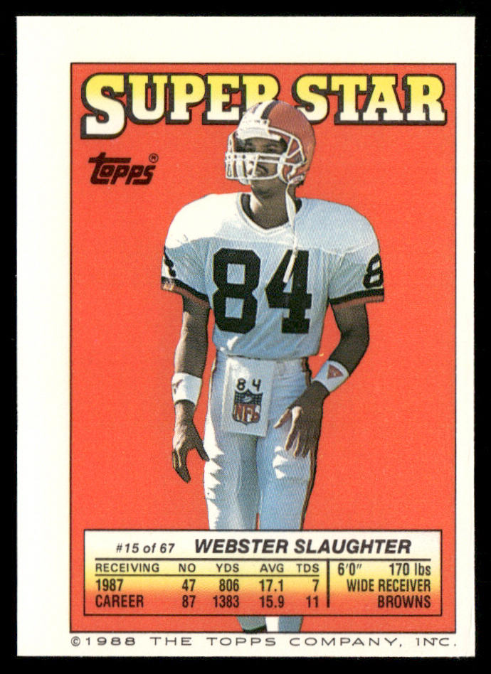 Super Bowl XXII 1988 Topps Stickers #2a Webster Slaughter 15 Back