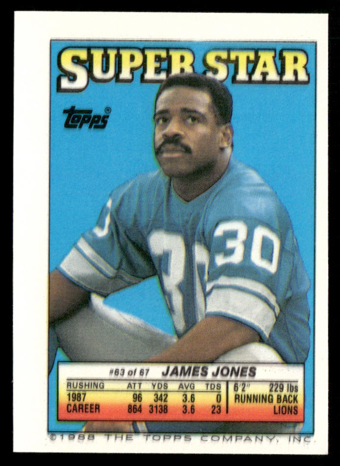Super Bowl XXII 1988 Topps Stickers #4d James Jones 63 back