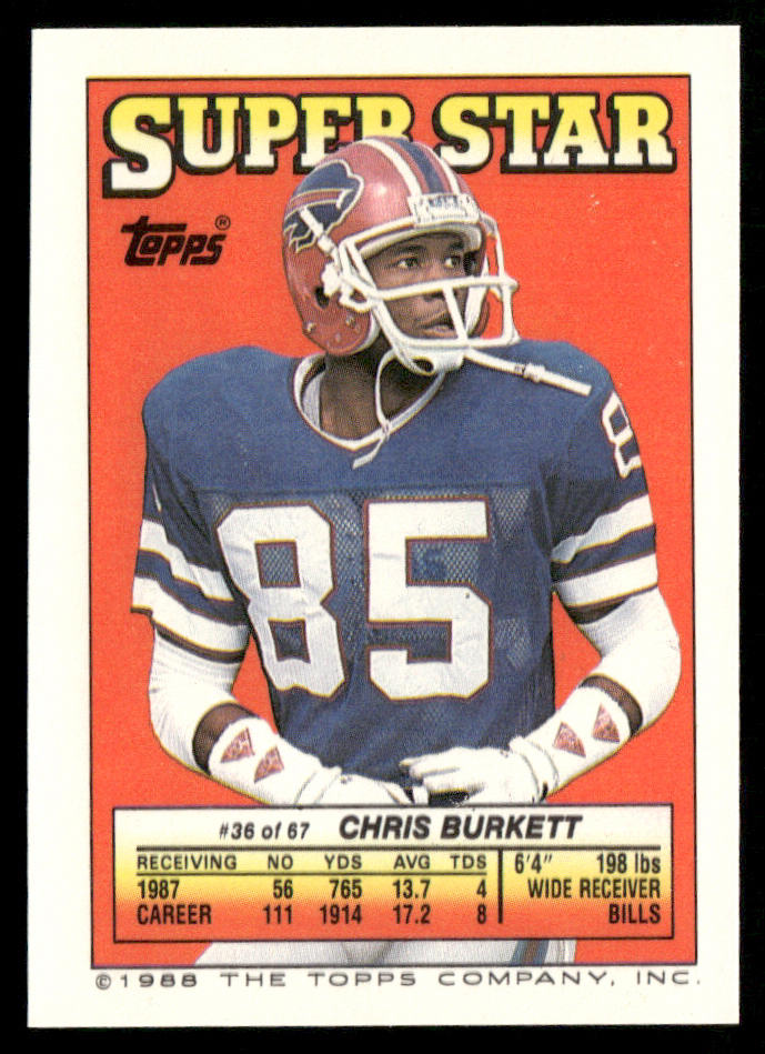 1988 Topps Stickers #17 / 185c Chris Burkett 36 back