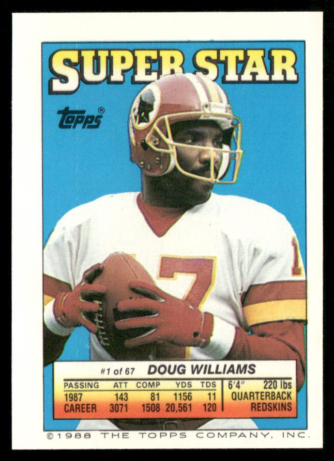 Ron Holmes / Chris Burkett 1988 Topps Stickers #21 / 169 Doug Williams 1 Back