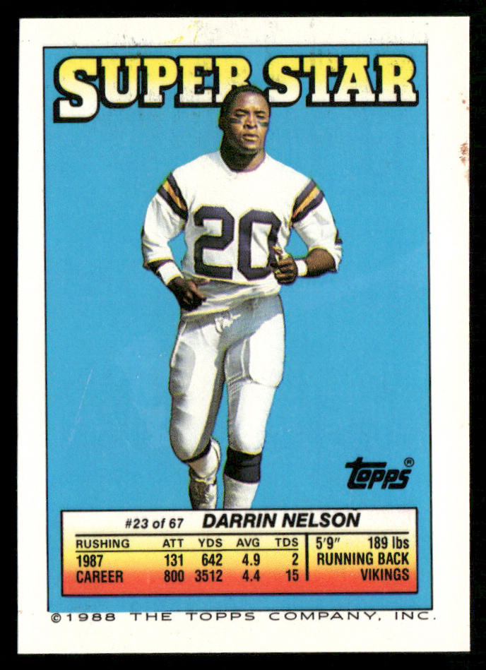 Neil Lomax 1988 Topps Stickers #24b Darrin Nelson 23 Back Phoenix Cardinals