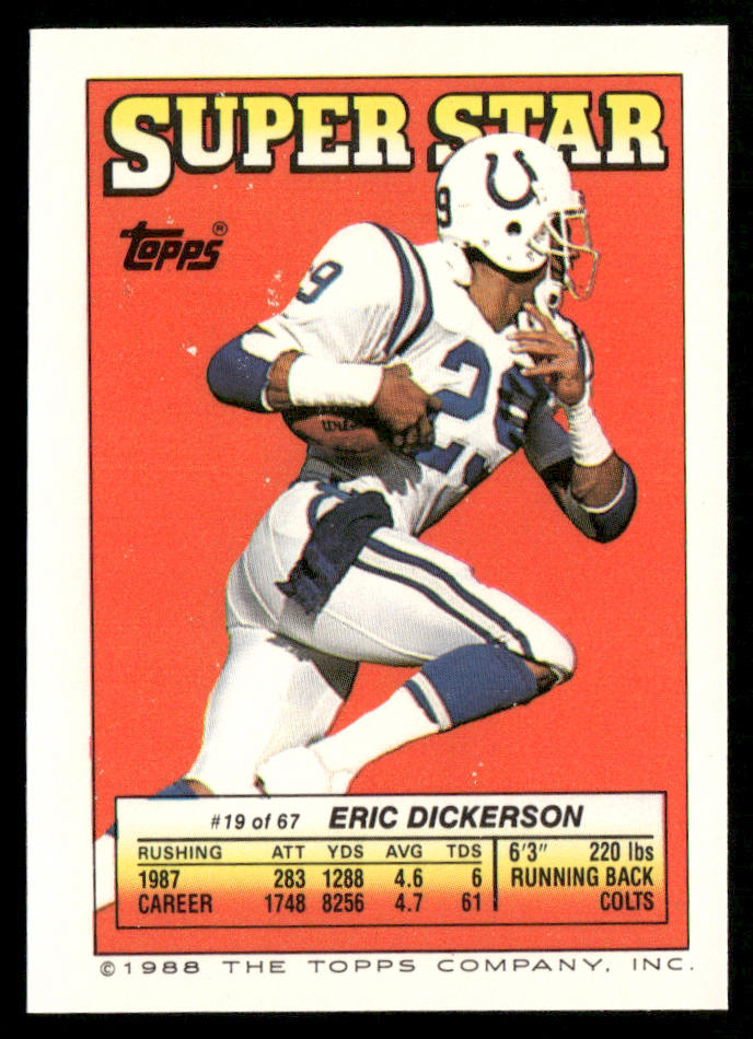 Stump Mitchell / Mark Haynes 1988 Topps Stickers #27c Eric Dickerson 19 Bacl