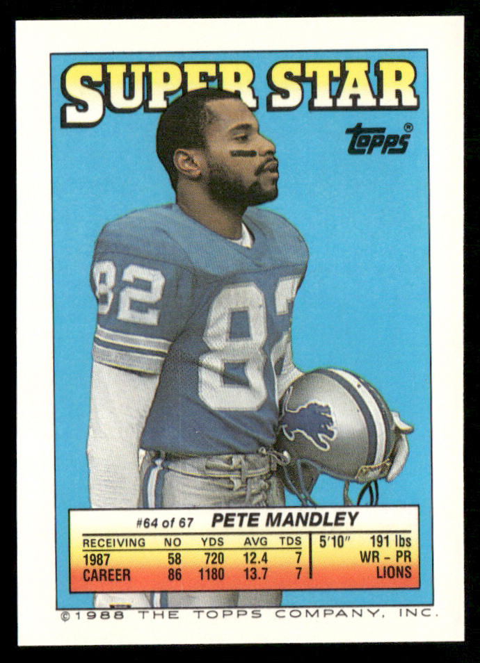 Vai Sikahema / Harry Newsome 1988 Topps Stickers #28 / 280 Pete Mandley 64 Back