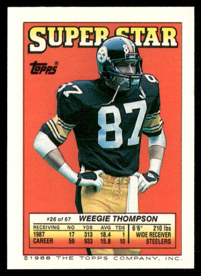 Freddie Joe Nunn / Bosa 1988 Topps Stickers #29 / 222e Weegie Thompson 26 Back