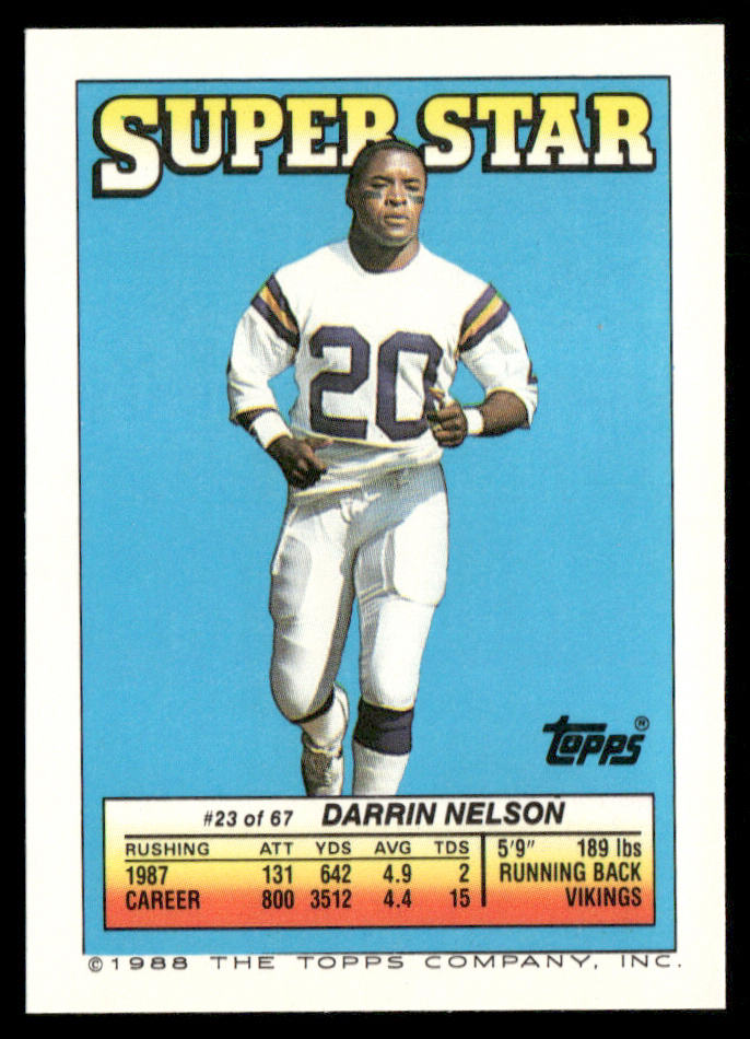 Bill Bates / Dean Biasucci 1988 Topps Stickers #38 / 213 Darrin Nelson 23 Back