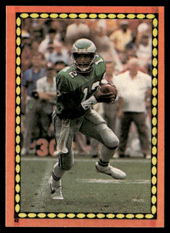 Randall Cunningham 1988 Topps Stickers #42d Christian Okoye 61 back Eagles