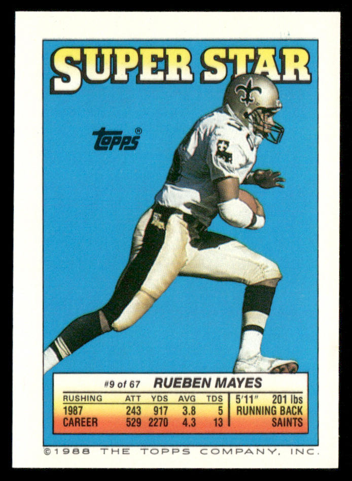 Randall Cunningham 1988 Topps Stickers #42a Rueben Mayes 9 Back Eagles