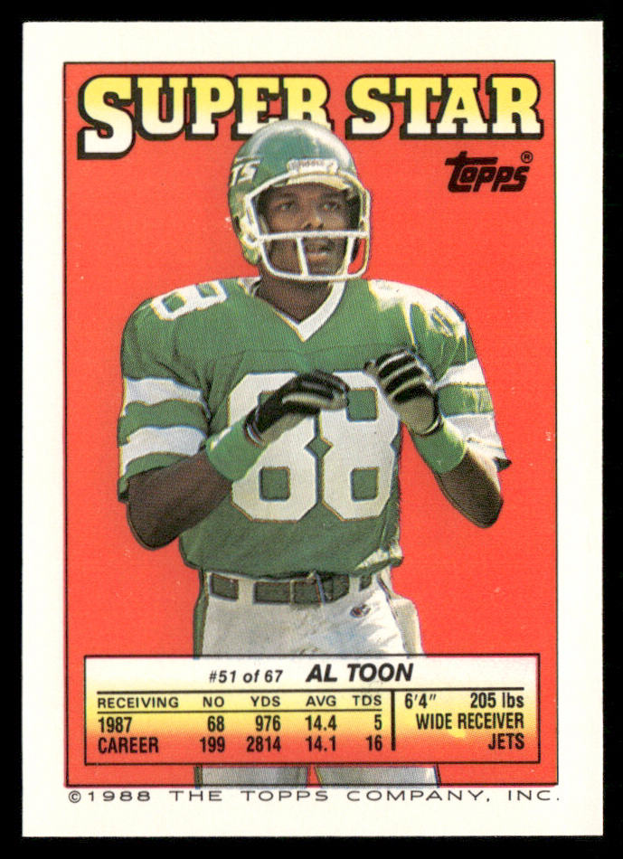 Mike Quick / Stephen Starring 1988 Topps Stickers #45 / 248c Al Toon 51 Back