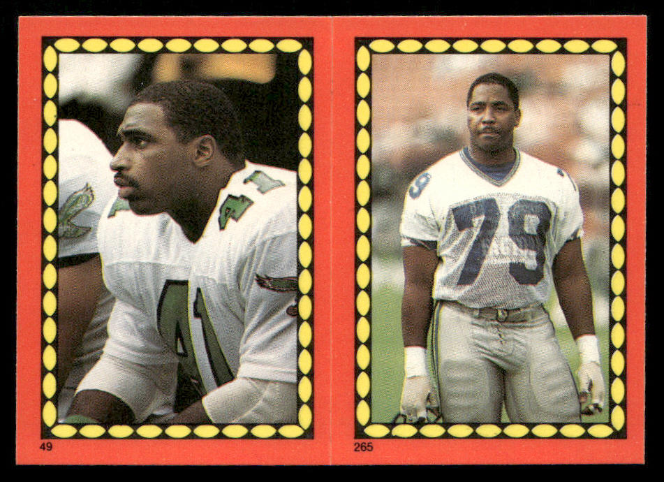 Keith Byars / Jacob Green 1988 Topps Stickers #49 / 265c Mike Quick 39 Back