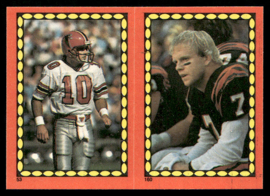 Scott Campbell / Boomer Esiason 1988 Topps Stickers #53 / 160 John Elway 3 back