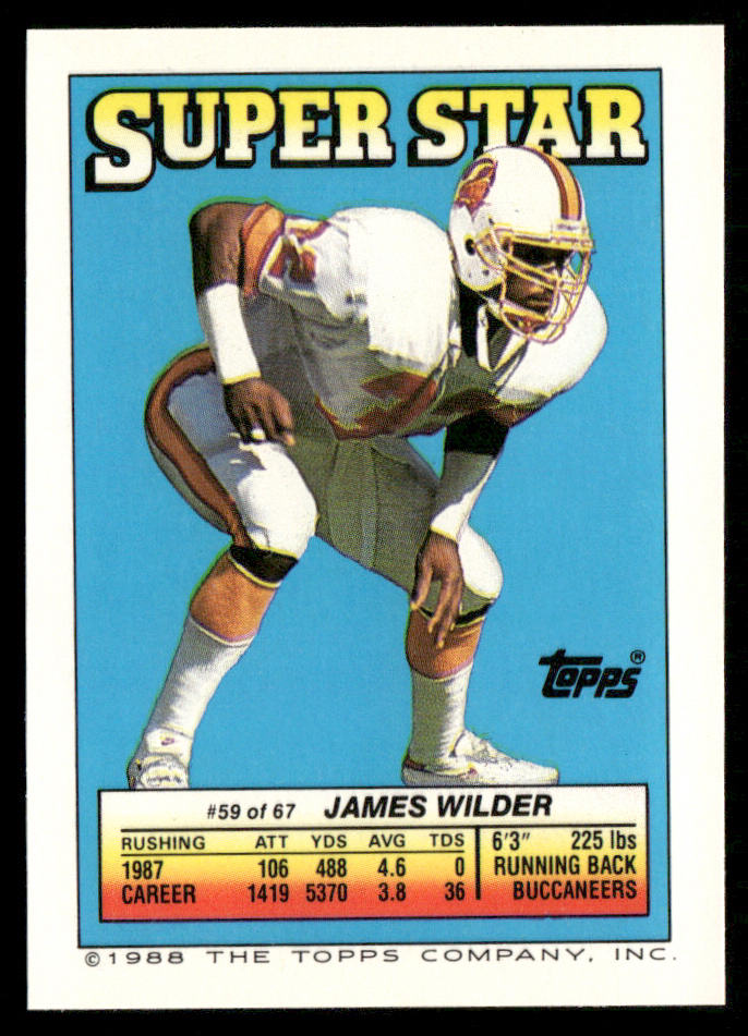 Tony Casillas / Shane Conlan 1988 Topps Stickers #58 / 168e James Wilder 59 Back