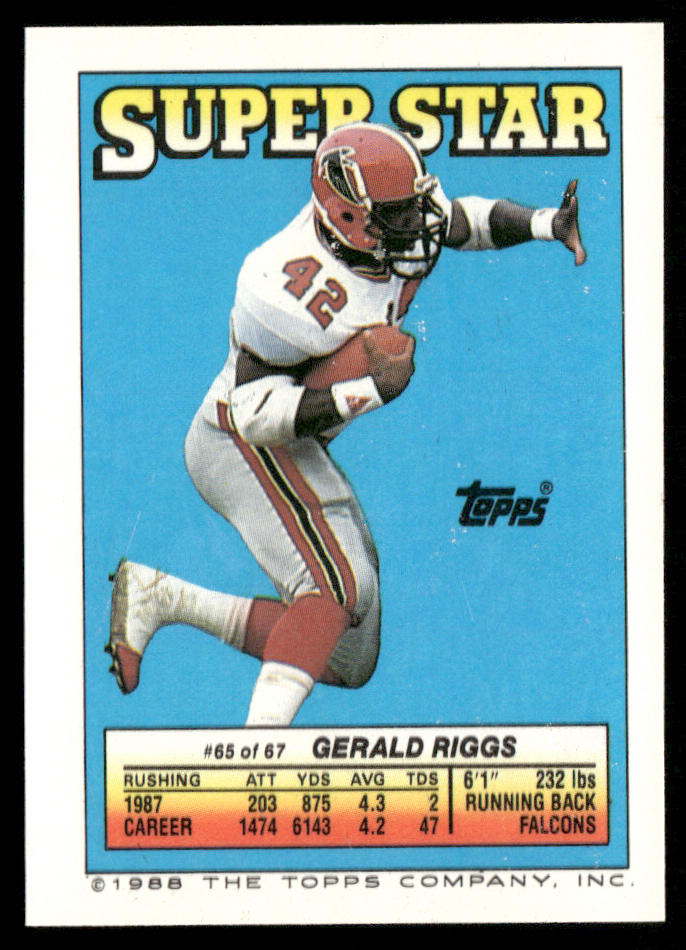 Rick Bryan / Vance Mueller 1988 Topps Stickers #59 / 257e Gerald Riggs 65 Back