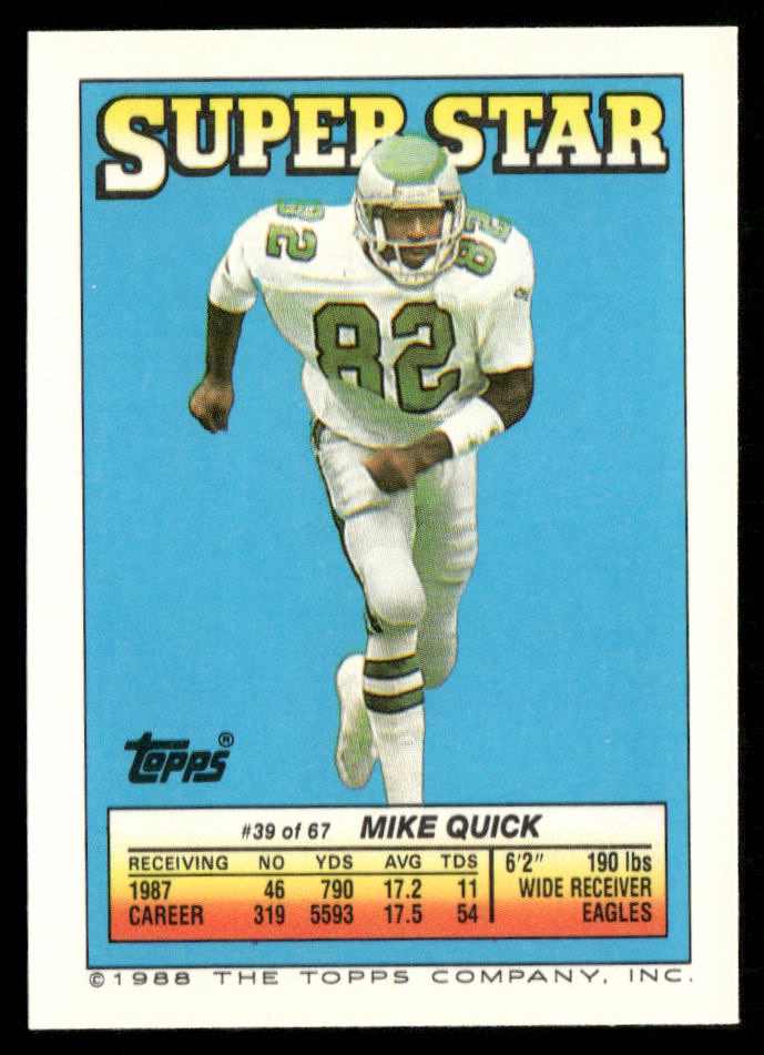 Ronnie Lott 1988 Topps Stickers #61c Mike Quick 39 Back San Francisco 49ers