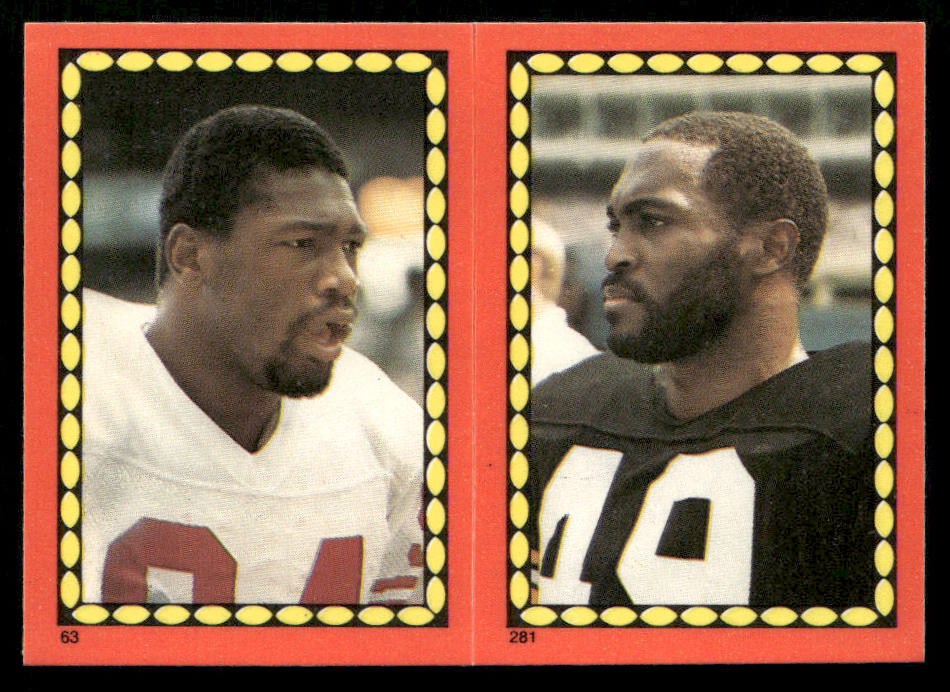 Charles Haley / Woodruff 1988 Topps Stickers #63 / 281e Carlos Carson 62 Back