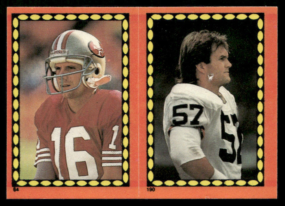 Joe Montana / Matthews 1988 Topps Stickers #64 / 190b Stephen Starring 27 Back