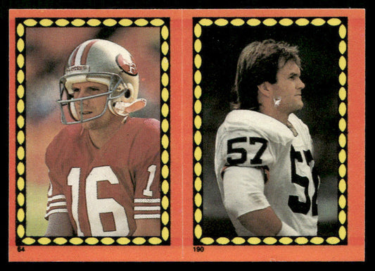 Joe Montana / Matthews 1988 Topps Stickers #64 / 190b Stephen Starring 27 Back