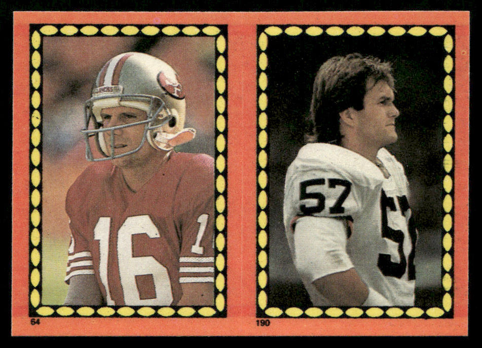 Joe Montana / Clay Matthews 1988 Topps Stickers #64 / 190c Kenneth Davis 52 Back