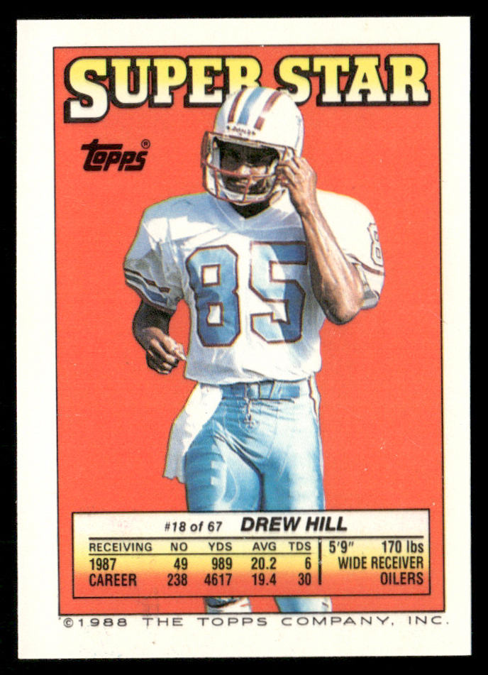 Michael Walter / Anthony Munoz 1988 Topps Stickers #68 / 162c Drew Hill 18 Back