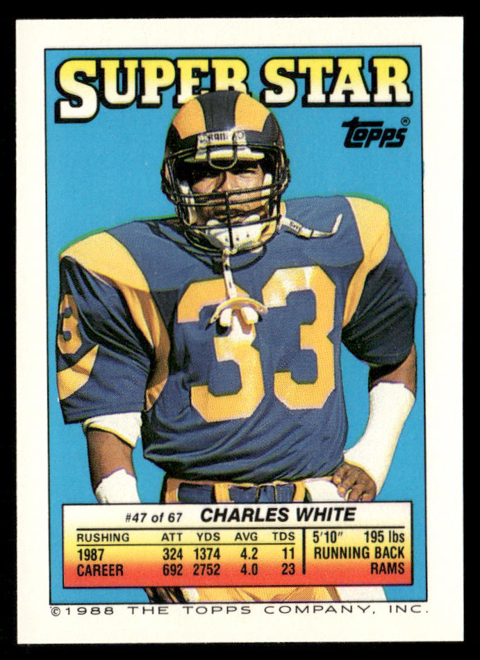 Mark Bavaro 1988 Topps Stickers #69d Charles White 47 back New York Giants