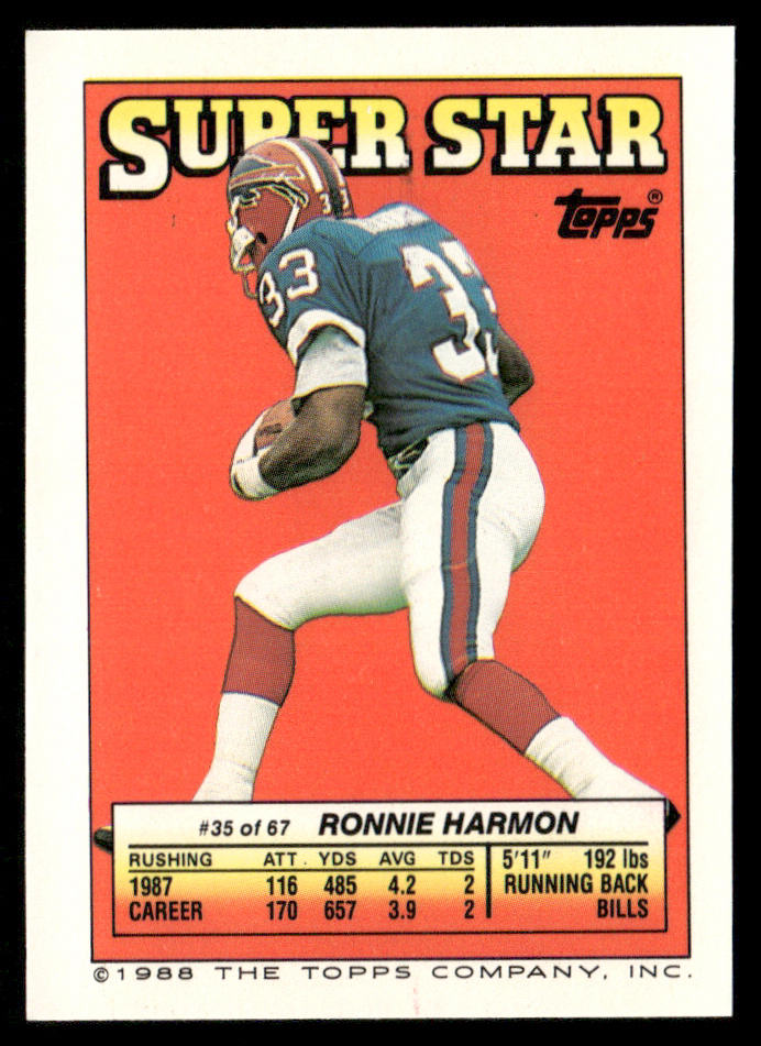 Lawrence Taylor / Johnson 1988 Topps Stickers #73 / 181b Ronnie Harmon 35 Back