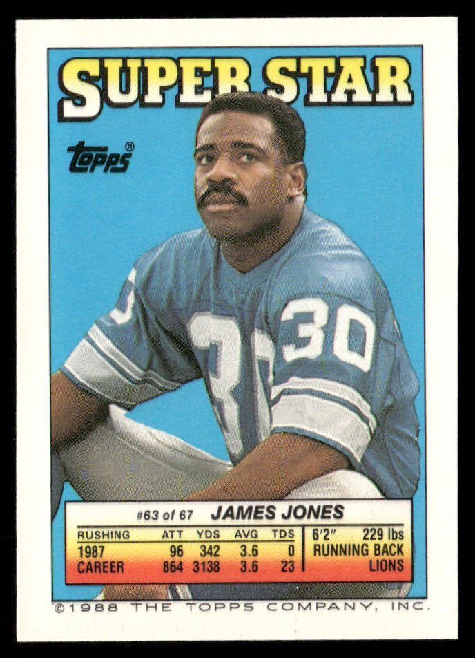 Sean Landeta / Jack Trudeau 1988 Topps Stickers #76 / 210d James Jones 63 Back