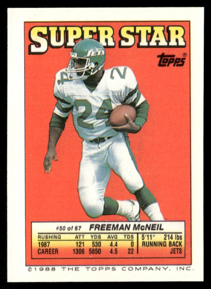 Long / Cornelius Bennett 1988 Topps Stickers #78 / 166b Freeman McNeil 50 Back