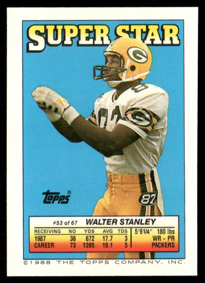 Davis / Gary Anderson 1988 Topps Stickers #93 / 194d Walter Stanley 53 Back
