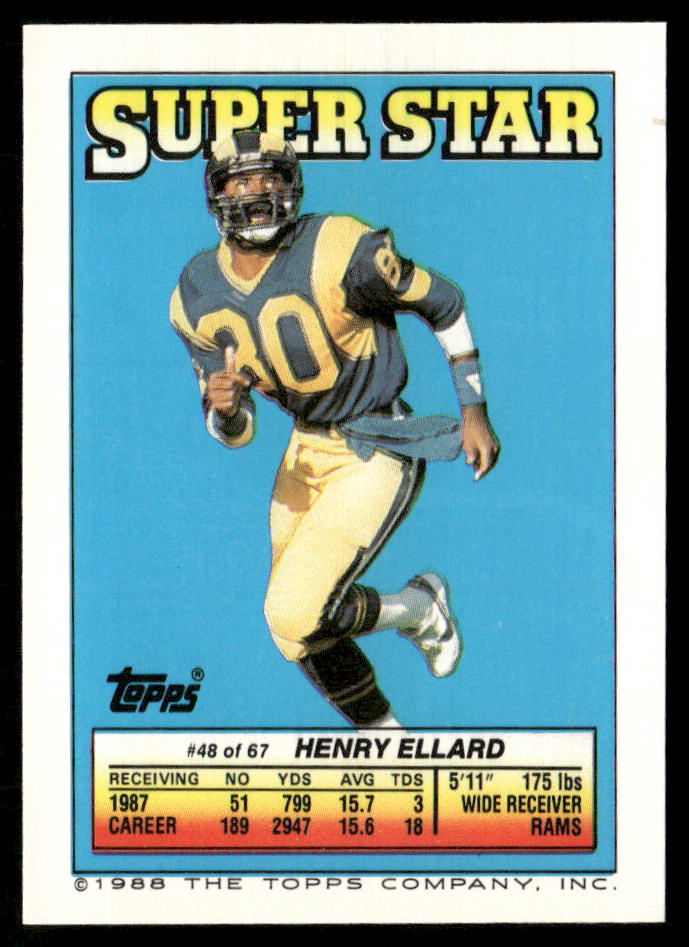 Walter Stanley 1988 Topps Stickers #95d Henry Ellard 48 Back Green Bay Packers