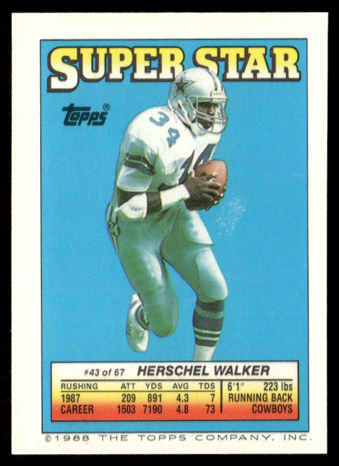 Darrell Green 1988 Topps Stickers #105e Herschel Walker 43 Back Redskins