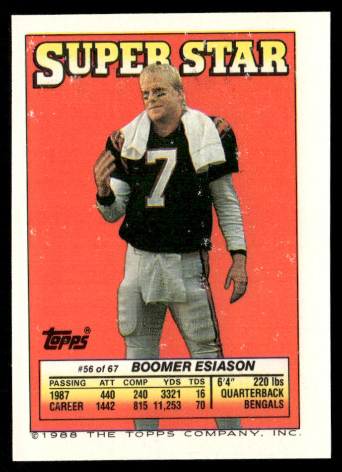 Doug Williams 1988 Topps Stickers #106d Boomer Esiason 56 Back Redskins