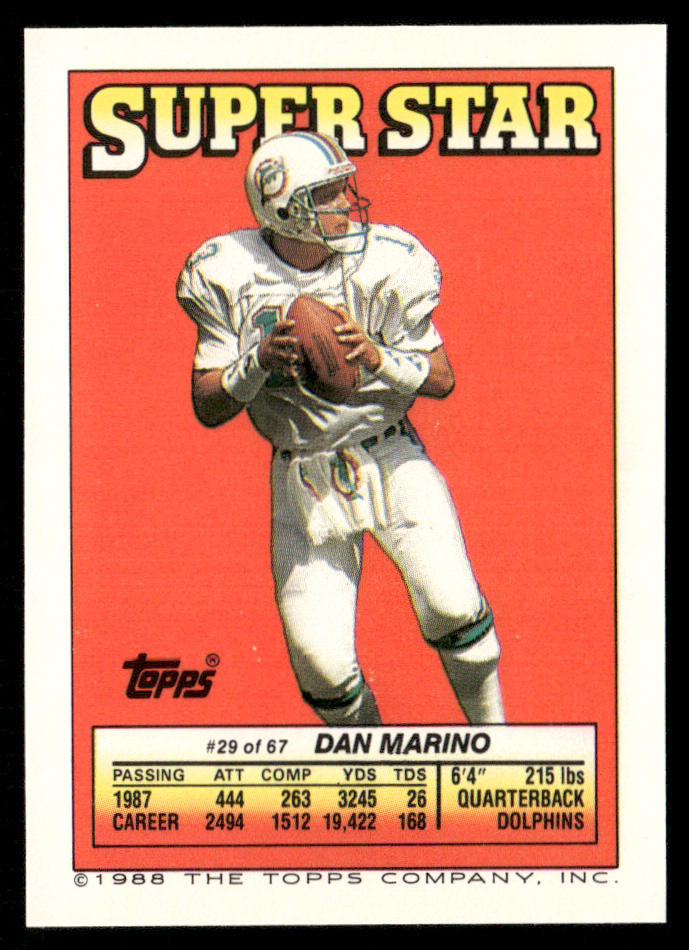 Doug Williams 1988 Topps Stickers #106b Dan Marino 29 Back Redskins