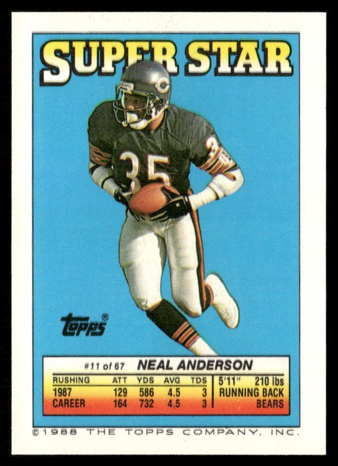 Art Monk / Easley 1988 Topps Stickers #109 / 270b Neal Anderson 11 Back