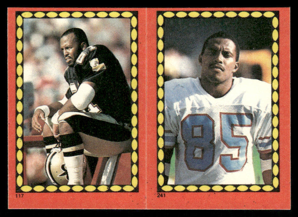 Dalton Hilliard / Drew Hill 1988 Topps Stickers #117 / 241b Eddie Brown 58 Back