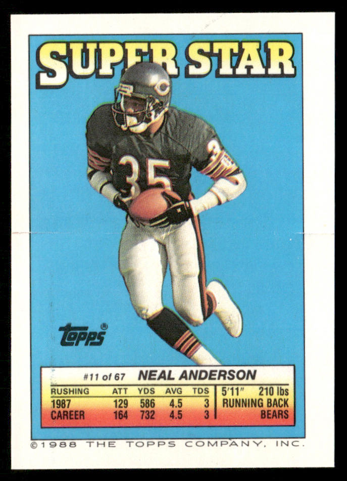 D.J. Dozier / Ernest Givins 1988 Topps Stickers #126 / 239 Neal Anderson 11 back