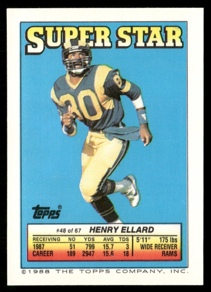 D.J. Dozier / Ernest Givins 1988 Topps Stickers #126 / 239d Henry Ellard 48 Back