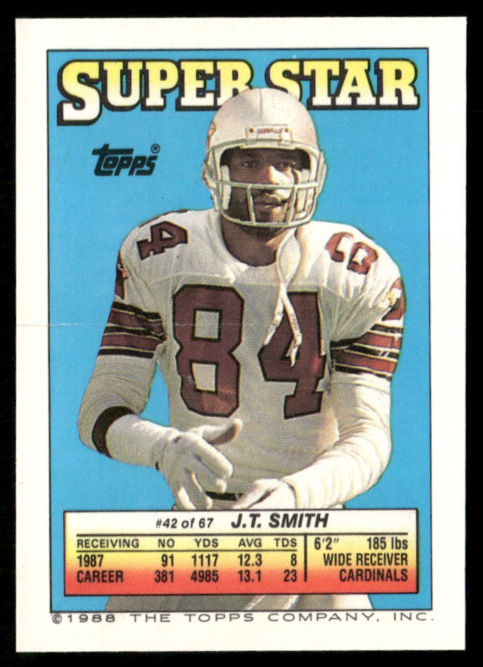 D.J. Dozier / Ernest Givins 1988 Topps Stickers #126 / 239 J.T. Smith 42 Back