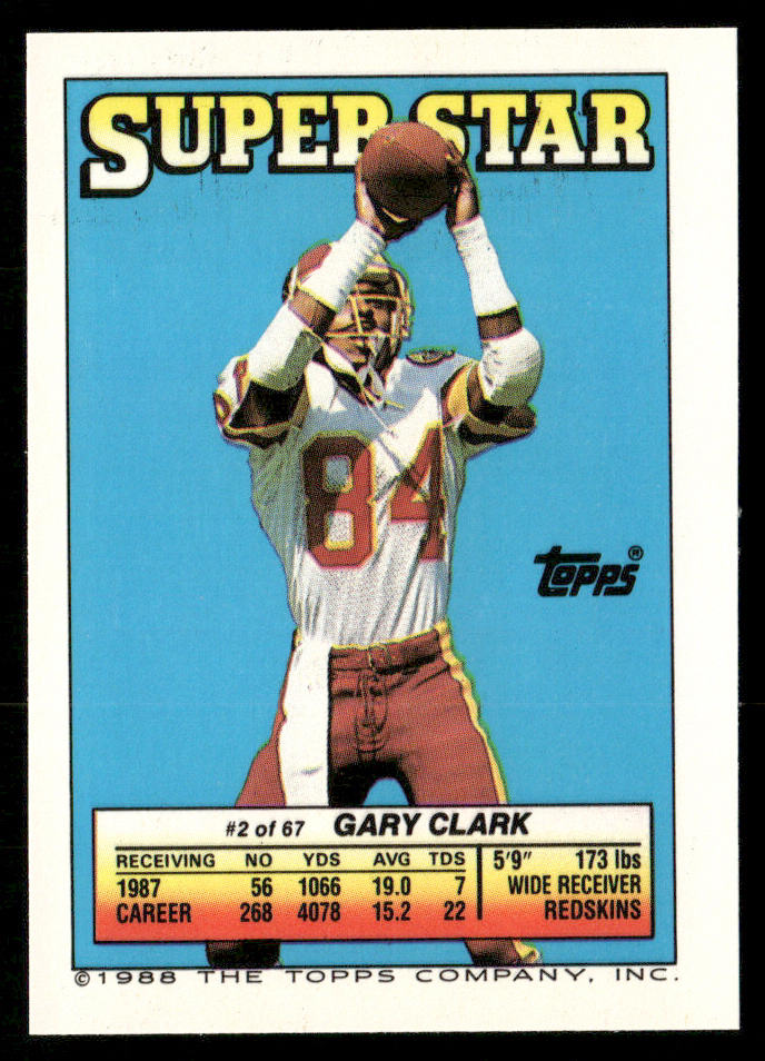 Bruce Smith 1988 Topps Stickers #172a Gary Clark 2 Back Buffalo Bills
