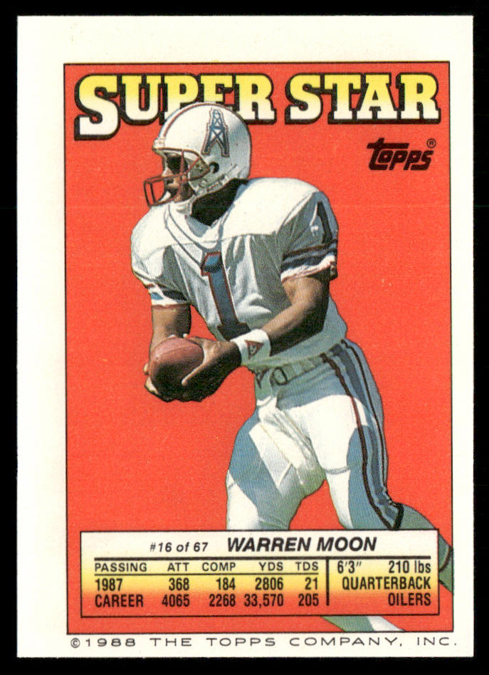 Billy Ray Smith 1988 Topps Stickers #193b Warren Moon 16 Back San Diego Chargers