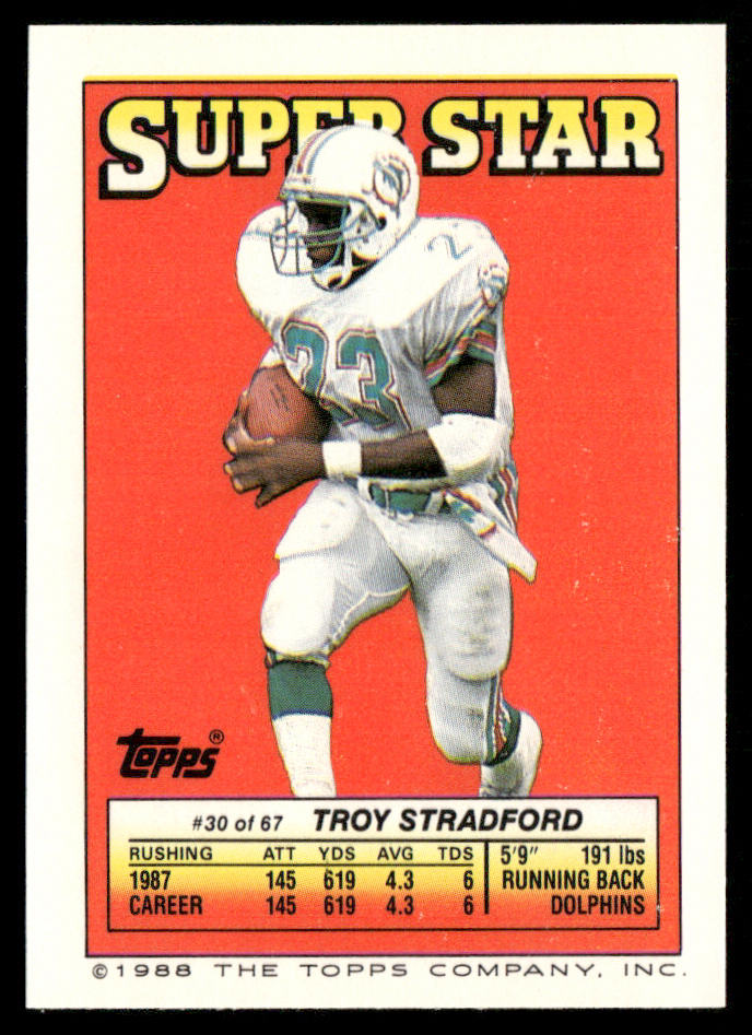 Bill Maas 1988 Topps Stickers #202c Troy Stradford 30 Back Kansas City Chiefs